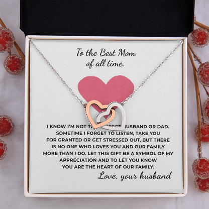 To The Best Mom of All Time Interlocking Hearts Necklace