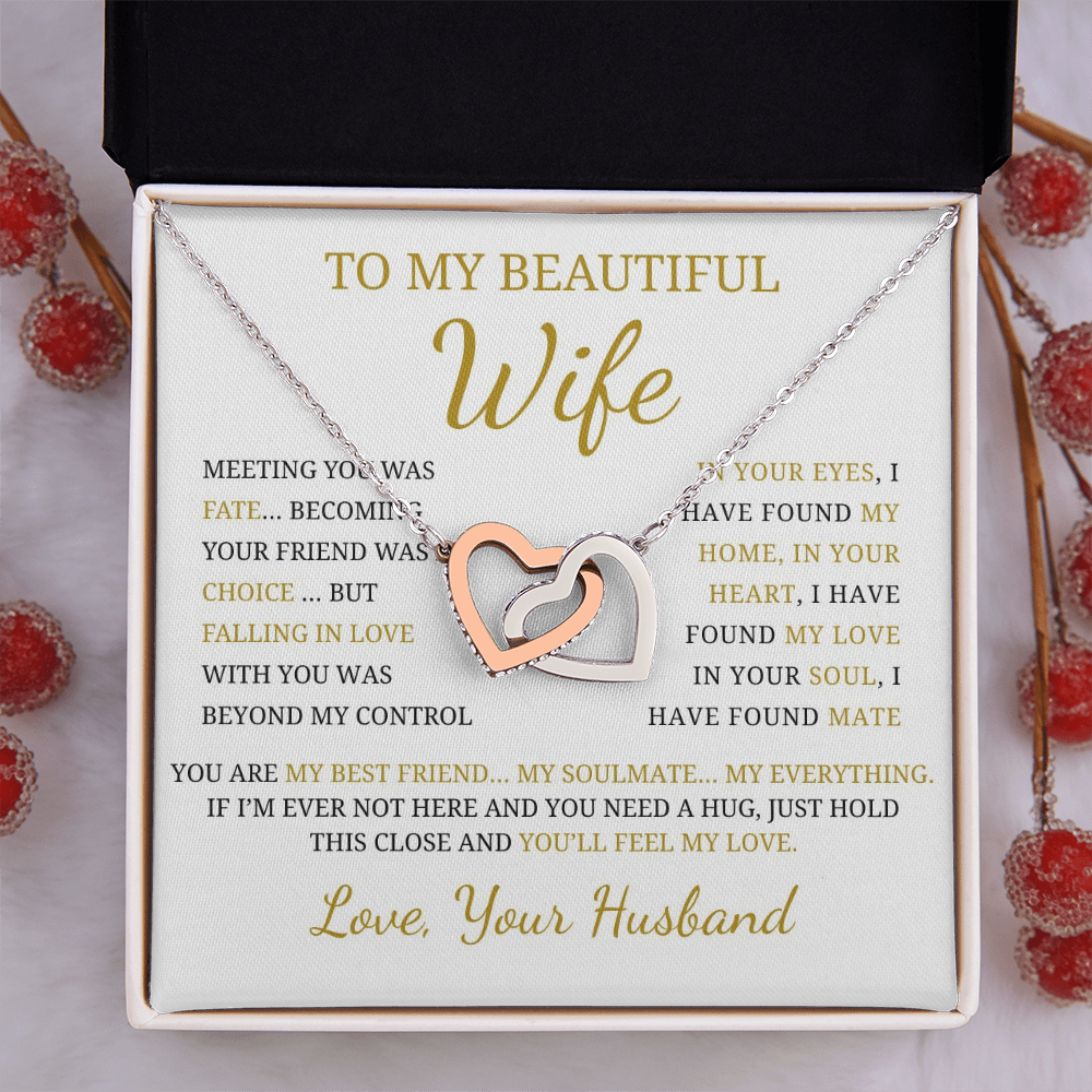 To My Beautiful Wife  Interlocking Hearts Necklace
