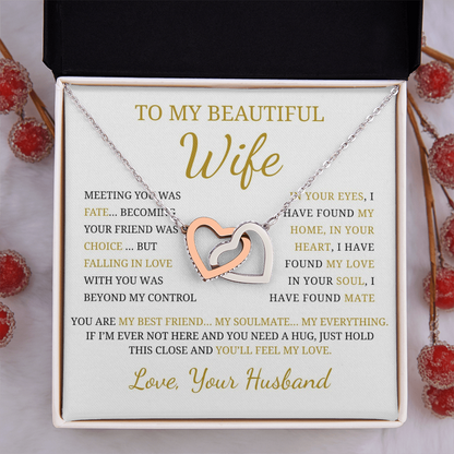 To My Beautiful Wife  Interlocking Hearts Necklace