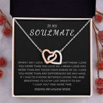 To My Soulmate Interlocking Hearts Necklace