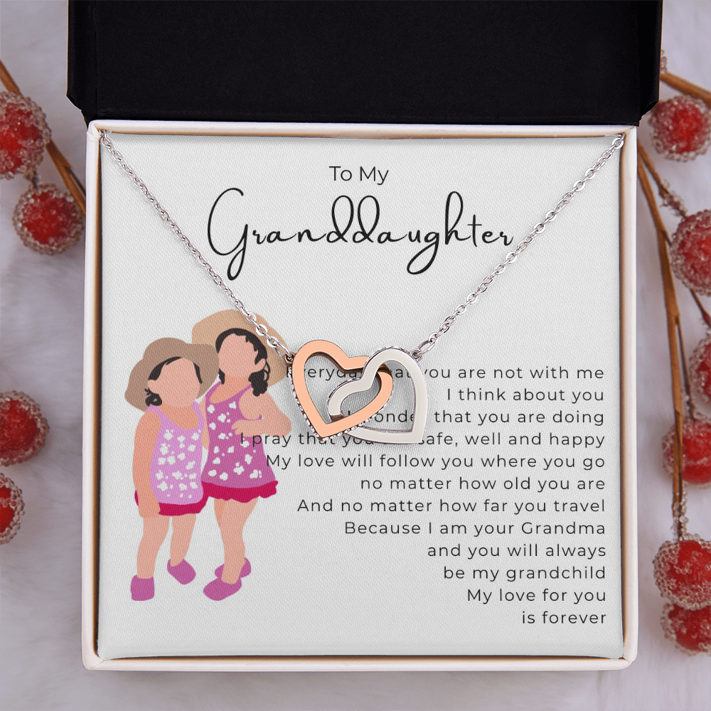 To My Granddaughter Interlocking Hearts Necklace