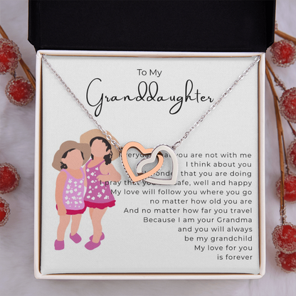 To My Granddaughter Interlocking Hearts Necklace