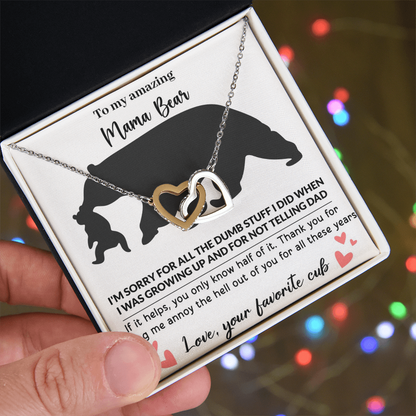 Mama Bear Interlocking Hearts Necklace