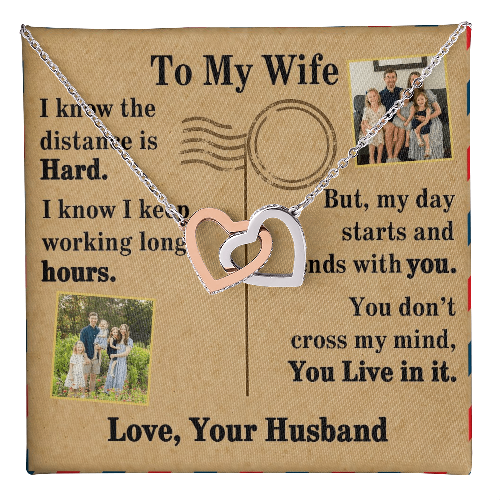 To My Wife Interlocking Hearts Necklace With 2 Photos