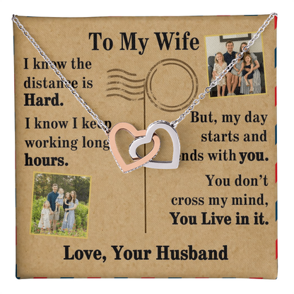 To My Wife Interlocking Hearts Necklace With 2 Photos