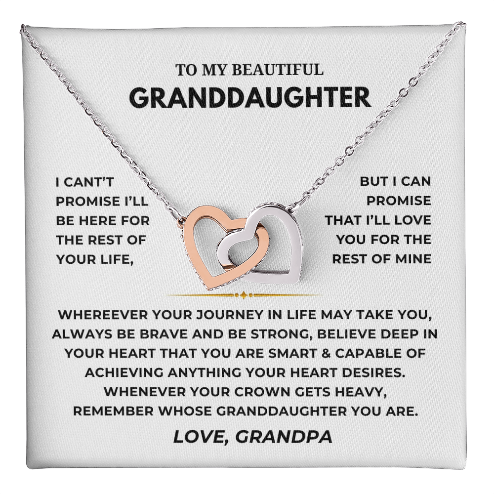 To My Beautiful Granddaughter Interlocking Hearts Necklace
