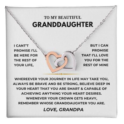 To My Beautiful Granddaughter Interlocking Hearts Necklace