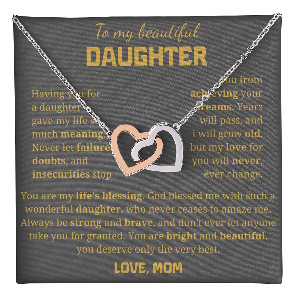 To My Beautiful Daughter Interlocking Hearts Necklace