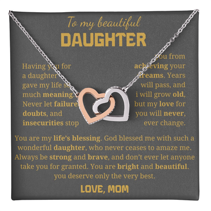 To My Beautiful Daughter Interlocking Hearts Necklace