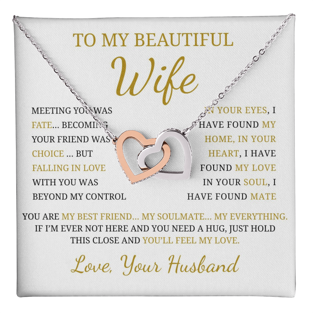 To My Beautiful Wife  Interlocking Hearts Necklace