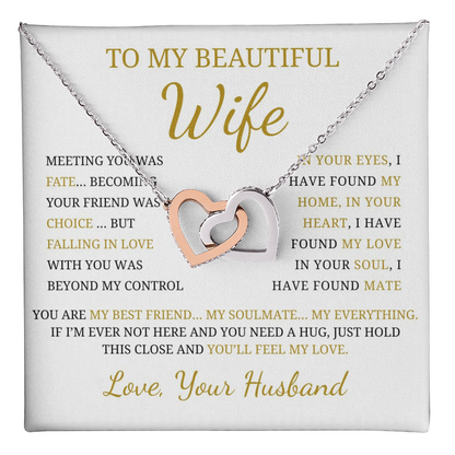 To My Beautiful Wife  Interlocking Hearts Necklace