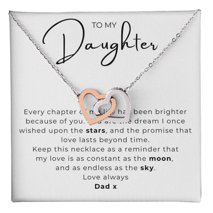 To My Daughter Interlocking Hearts Necklace