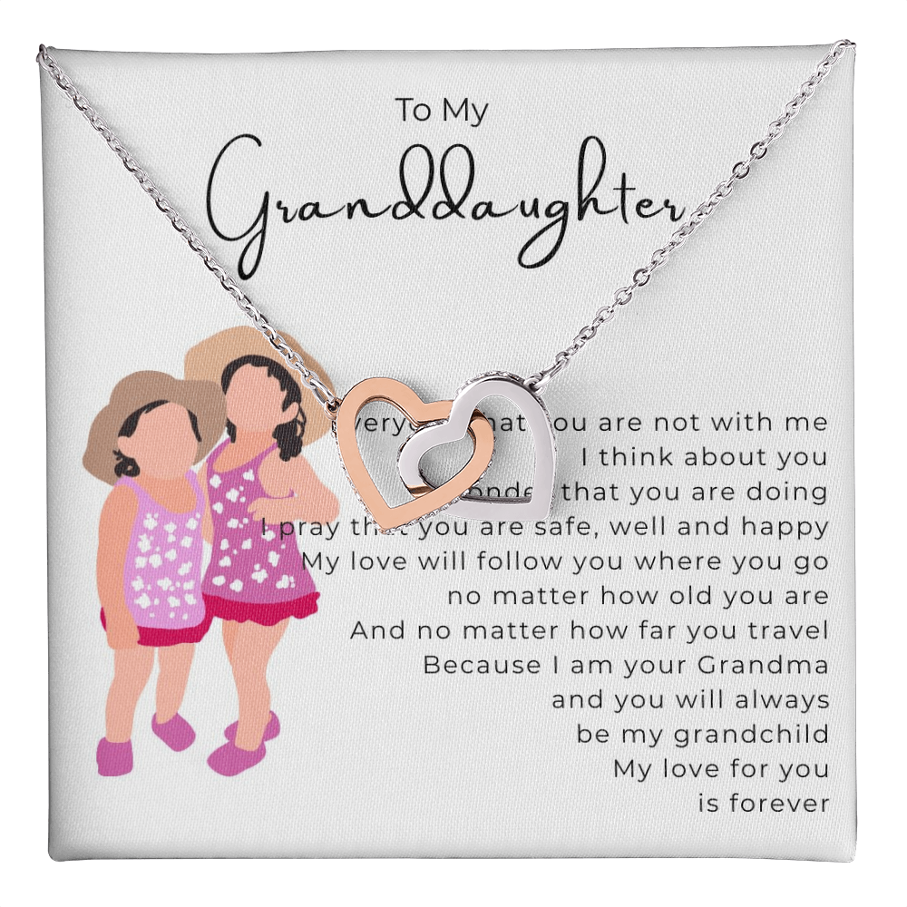 To My Granddaughter Interlocking Hearts Necklace