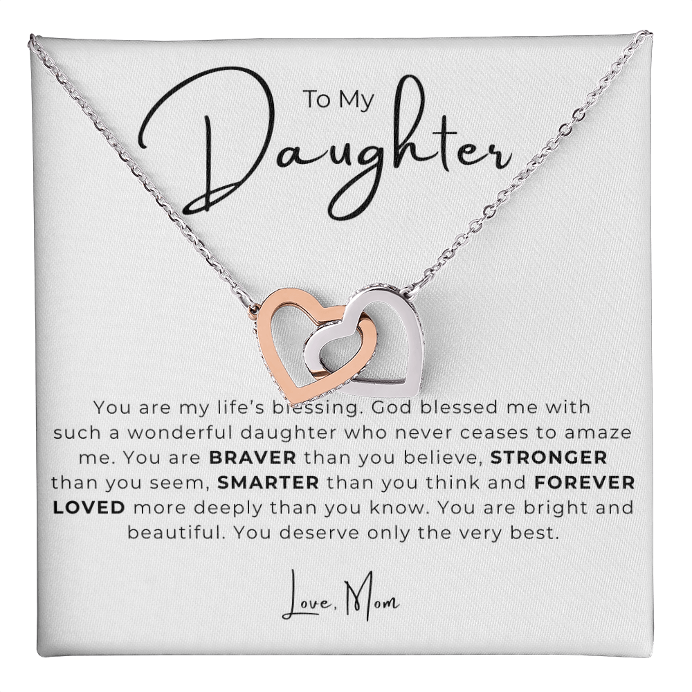 To My Daughter Interlocking Hearts Necklace