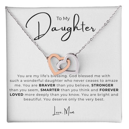 To My Daughter Interlocking Hearts Necklace