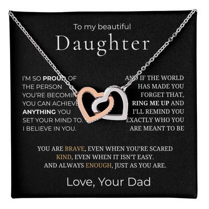 To My Daughter Interlocking Hearts Necklace