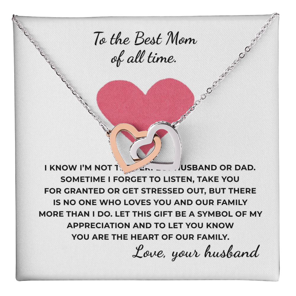 To The Best Mom of All Time Interlocking Hearts Necklace