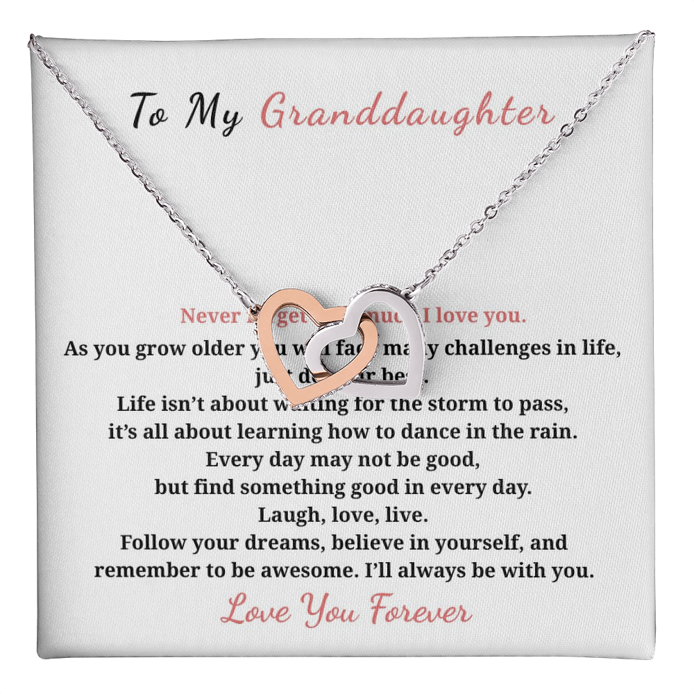 To My Granddaughter Interlocking Hearts Necklace