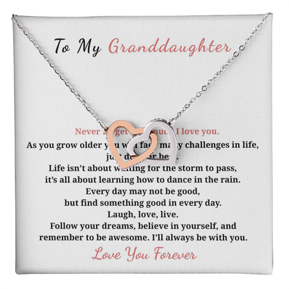 To My Granddaughter Interlocking Hearts Necklace