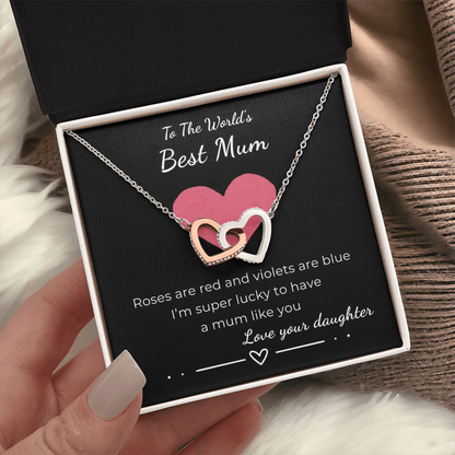 To The World's Best Mom Interlocking Hearts Necklace
