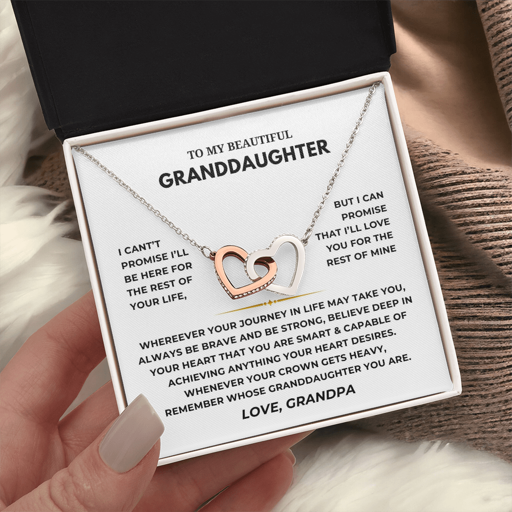 To My Beautiful Granddaughter Interlocking Hearts Necklace