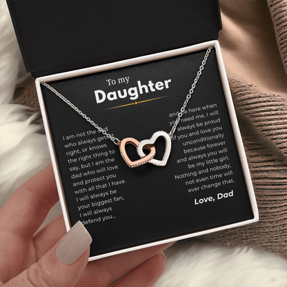 To My Daughter Interlocking Hearts Necklace