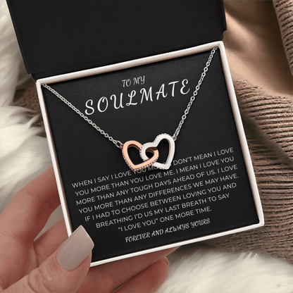 To My Soulmate Interlocking Hearts Necklace