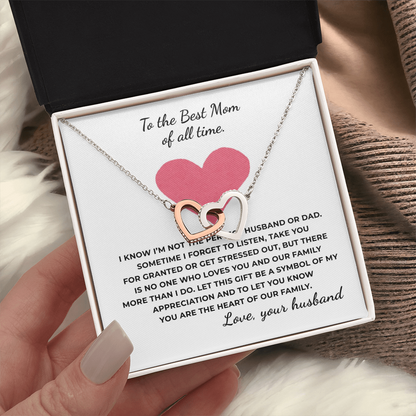 To The Best Mom of All Time Interlocking Hearts Necklace