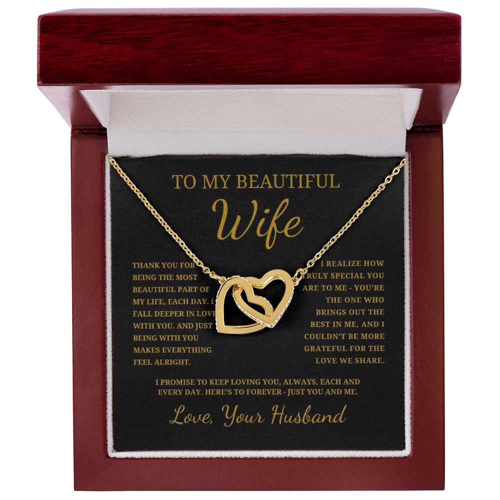To My Beautiful Wife Interlocking Hearts Necklace
