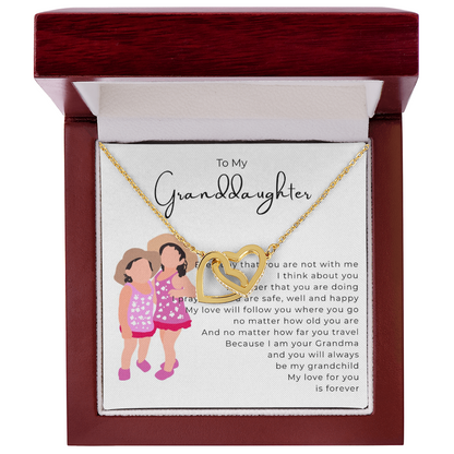 To My Granddaughter Interlocking Hearts Necklace