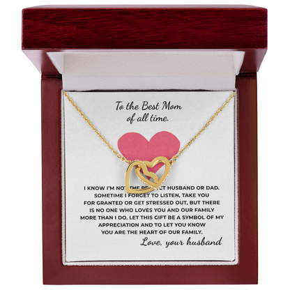 To The Best Mom of All Time Interlocking Hearts Necklace