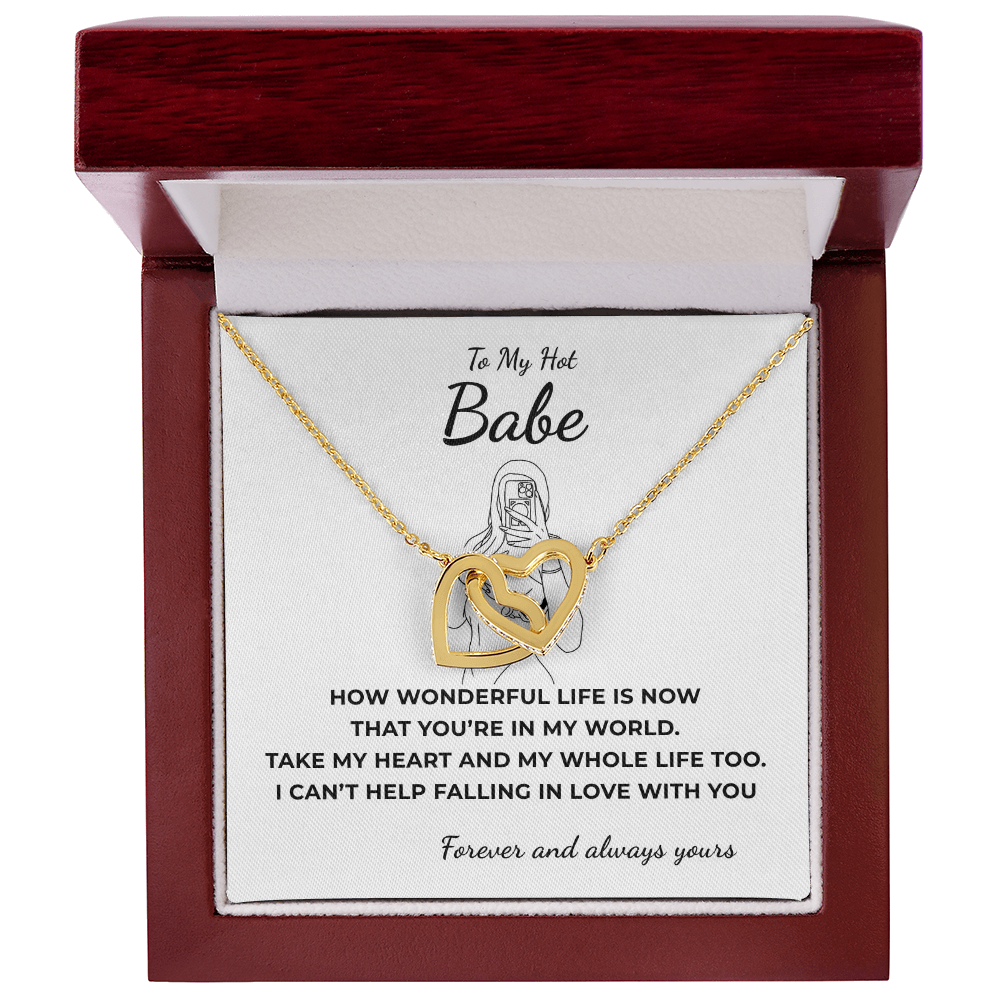 To My Hot Babe Interlocking Hearts Necklace