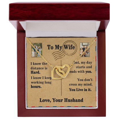 To My Wife Interlocking Hearts Necklace With 2 Photos