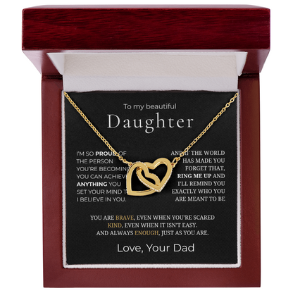 To My Daughter Interlocking Hearts Necklace