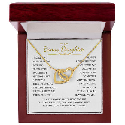 To My Bonus Daughter Interlocking Hearts Necklace