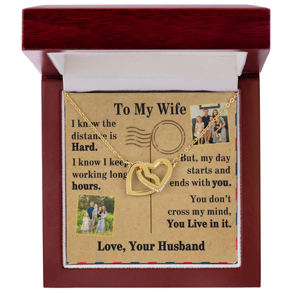 To My Wife Interlocking Hearts Necklace With 2 Photos