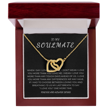 To My Soulmate Interlocking Hearts Necklace