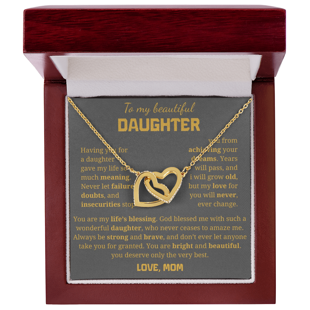 To My Beautiful Daughter Interlocking Hearts Necklace