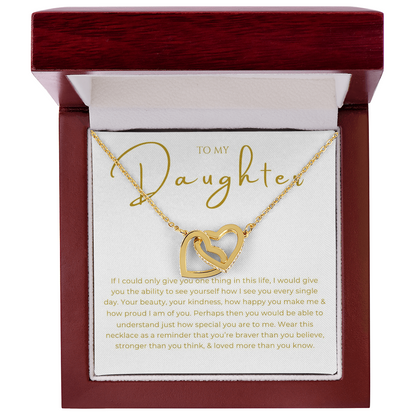 To My Daughter Interlocking Hearts Necklace