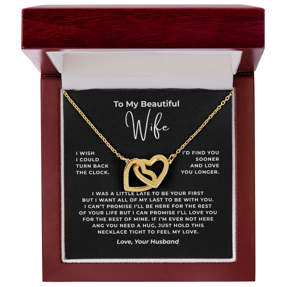 To My Beautiful Wife Interlocking Hearts Necklace