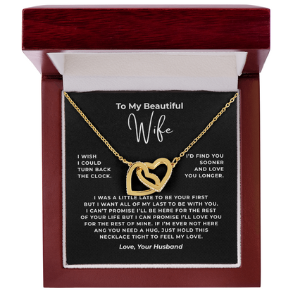 To My Beautiful Wife Interlocking Hearts Necklace
