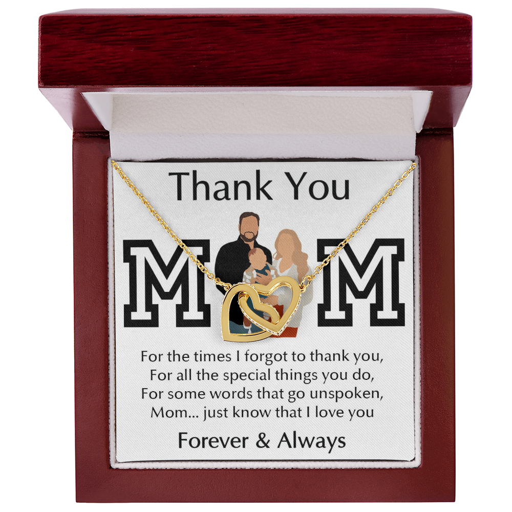 Thank You Mom Interlocking Hearts Necklace