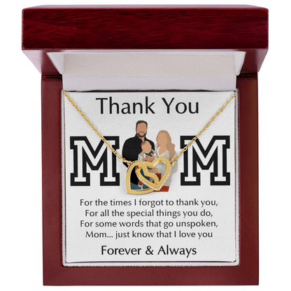 Thank You Mom Interlocking Hearts Necklace