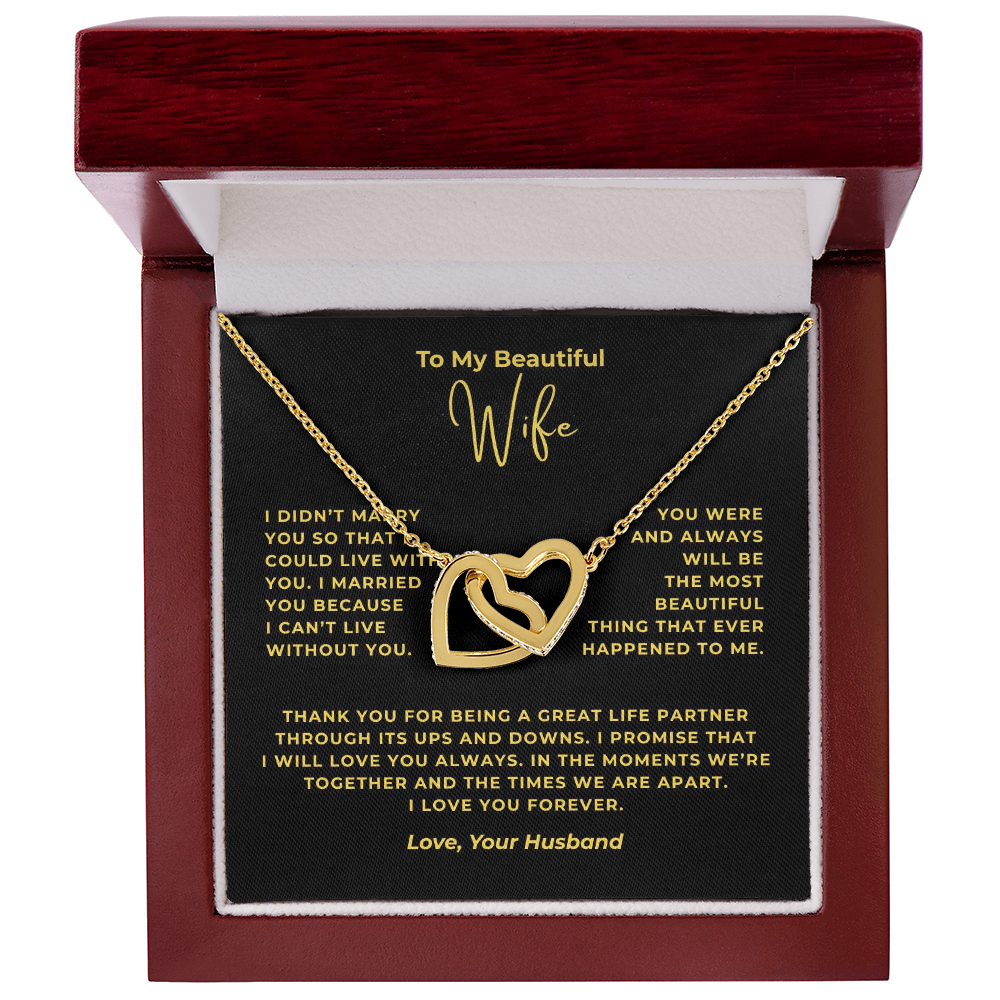 To My Beautiful Wife Interlocking Hearts Necklace