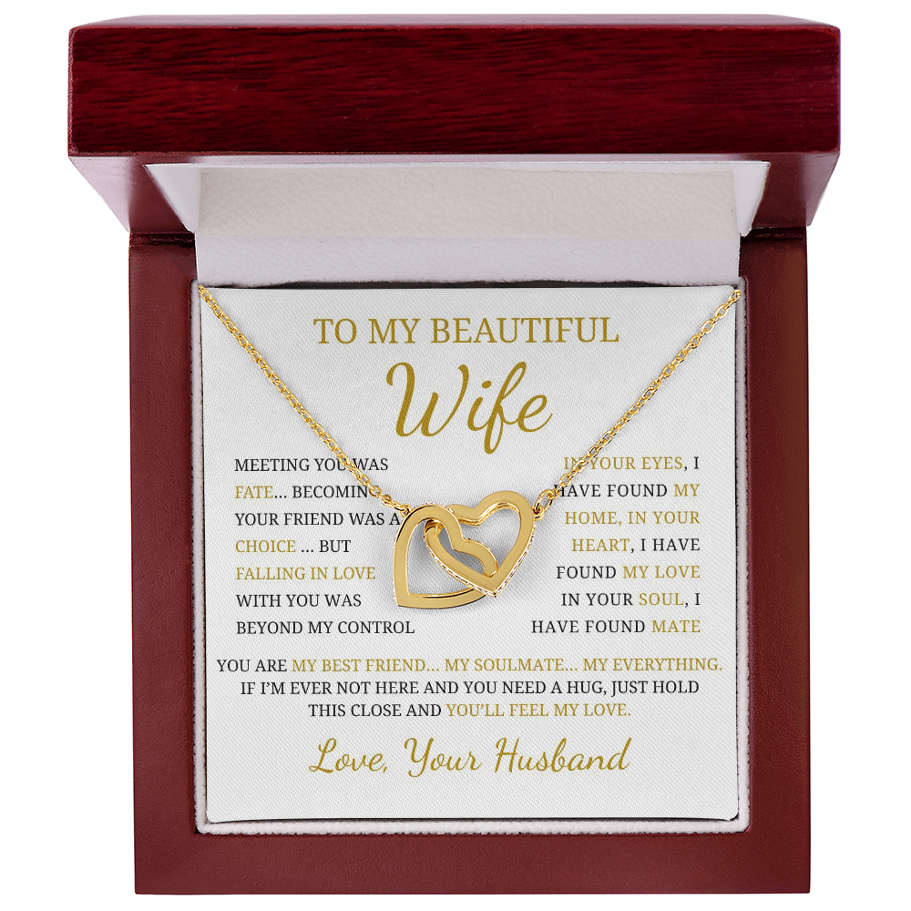 To My Beautiful Wife  Interlocking Hearts Necklace