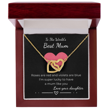To The World's Best Mom Interlocking Hearts Necklace