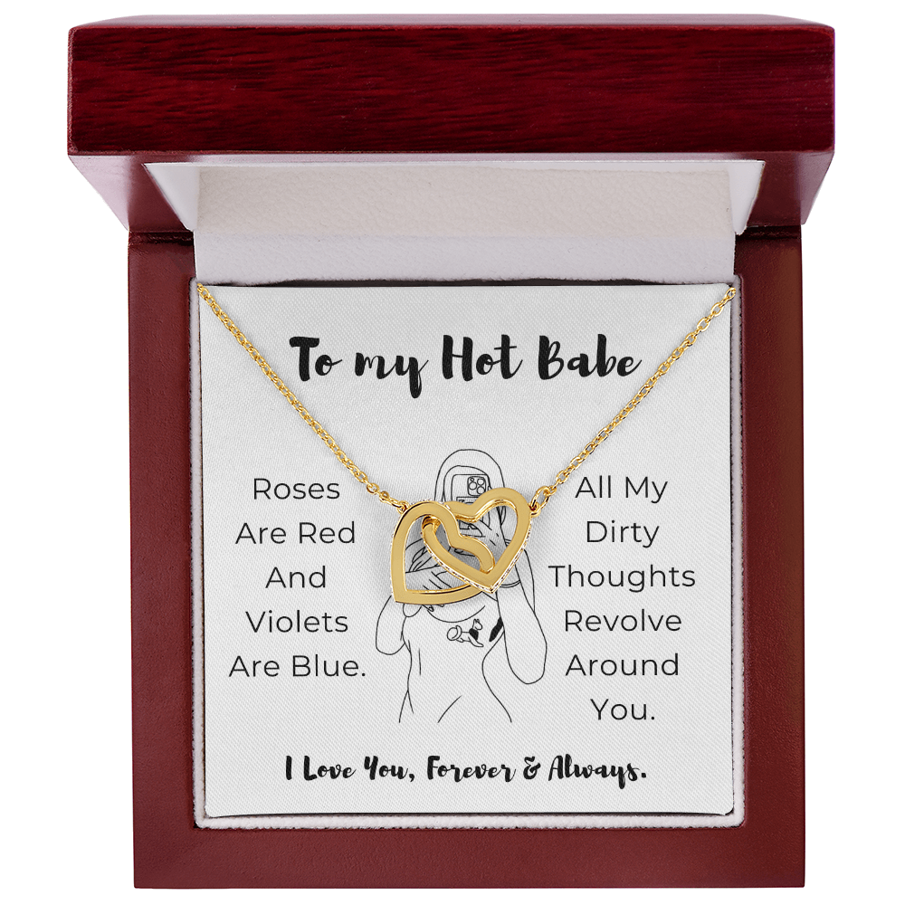 To My Hot Babe Interlocking Hearts Necklace