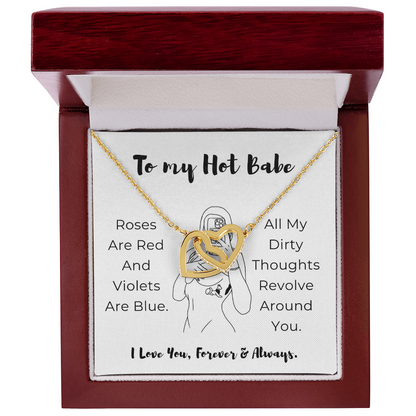 To My Hot Babe Interlocking Hearts Necklace