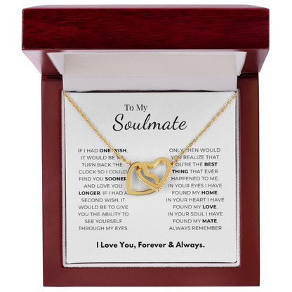 To My Soulmate Interlocking Hearts Necklace