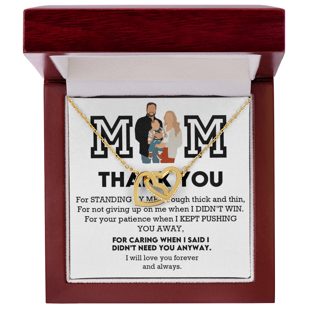 Mom Thank You Interlocking Hearts Necklace